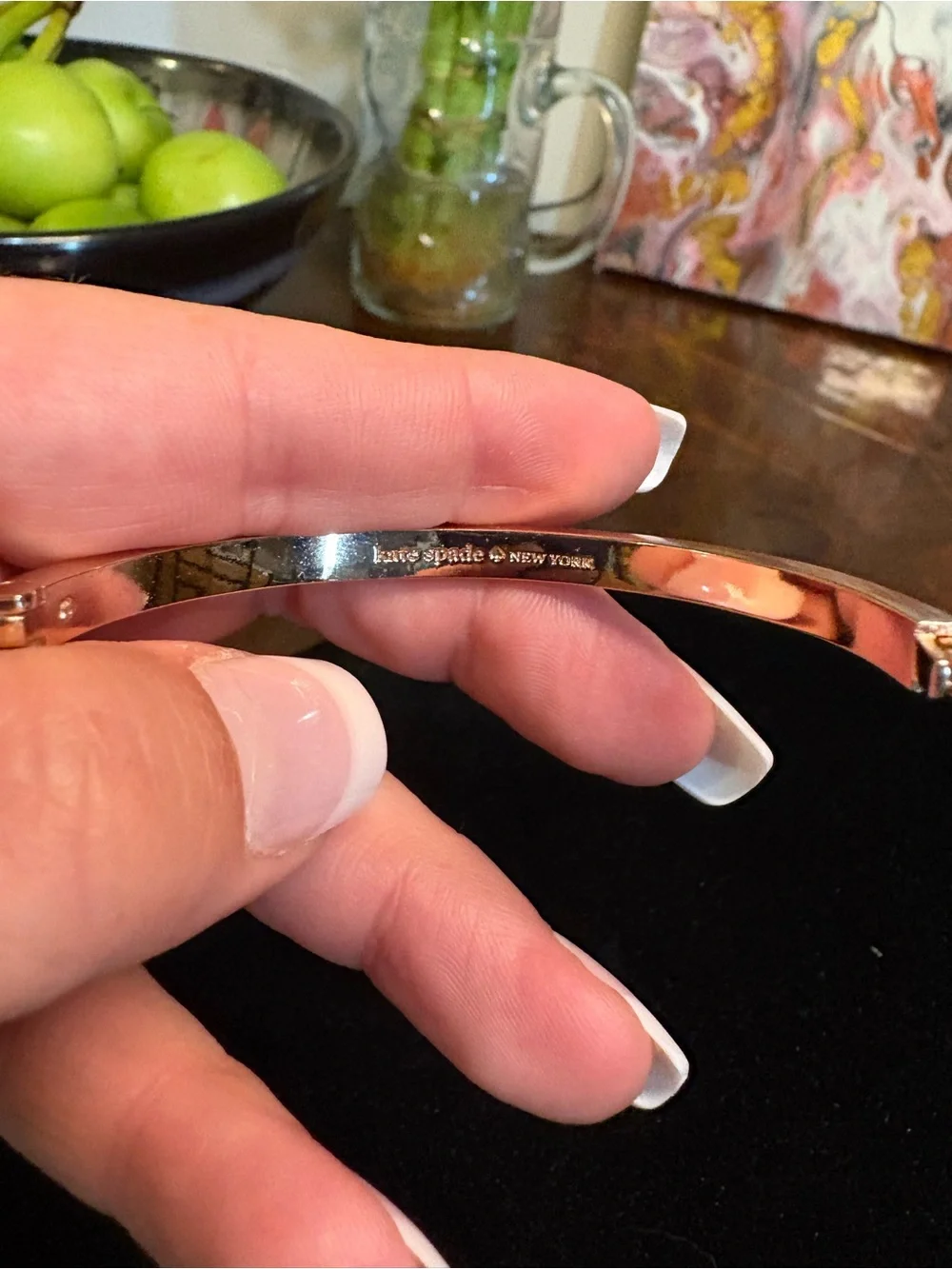 kate spade Rose Gold and Silver Crystal Pavé Hinged Bangle Bracelet